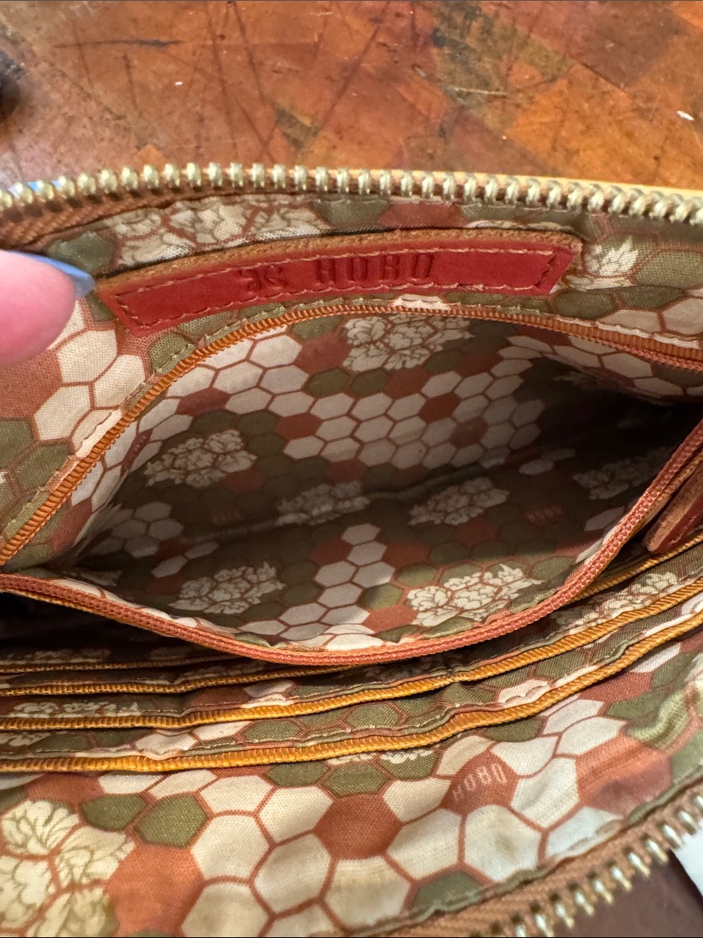 HOBO Camel Yellow Fringe Leather Wristlet - Picture 6 of 9